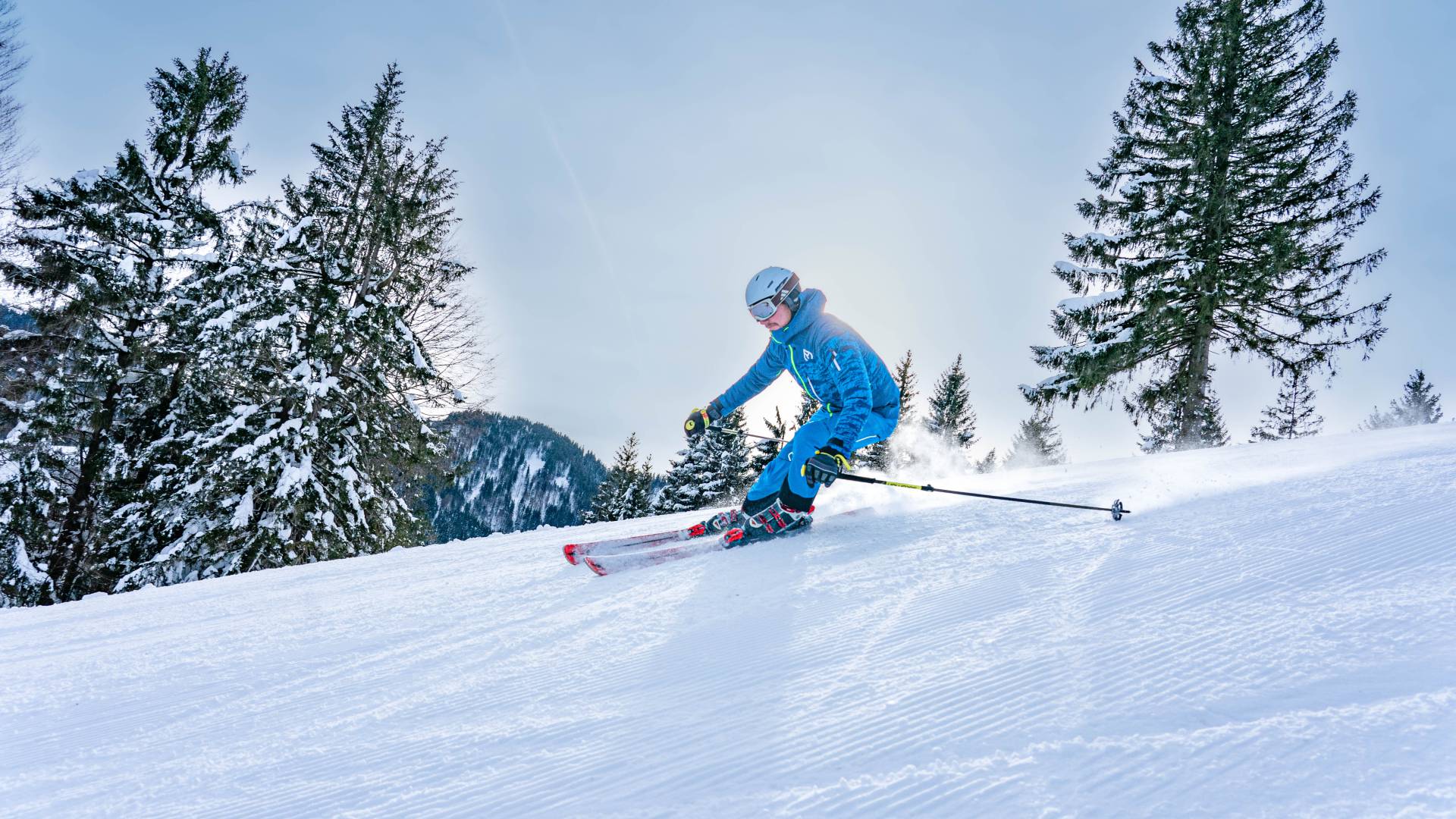 Skifahren Pistenabfahrt Oberstaufen
